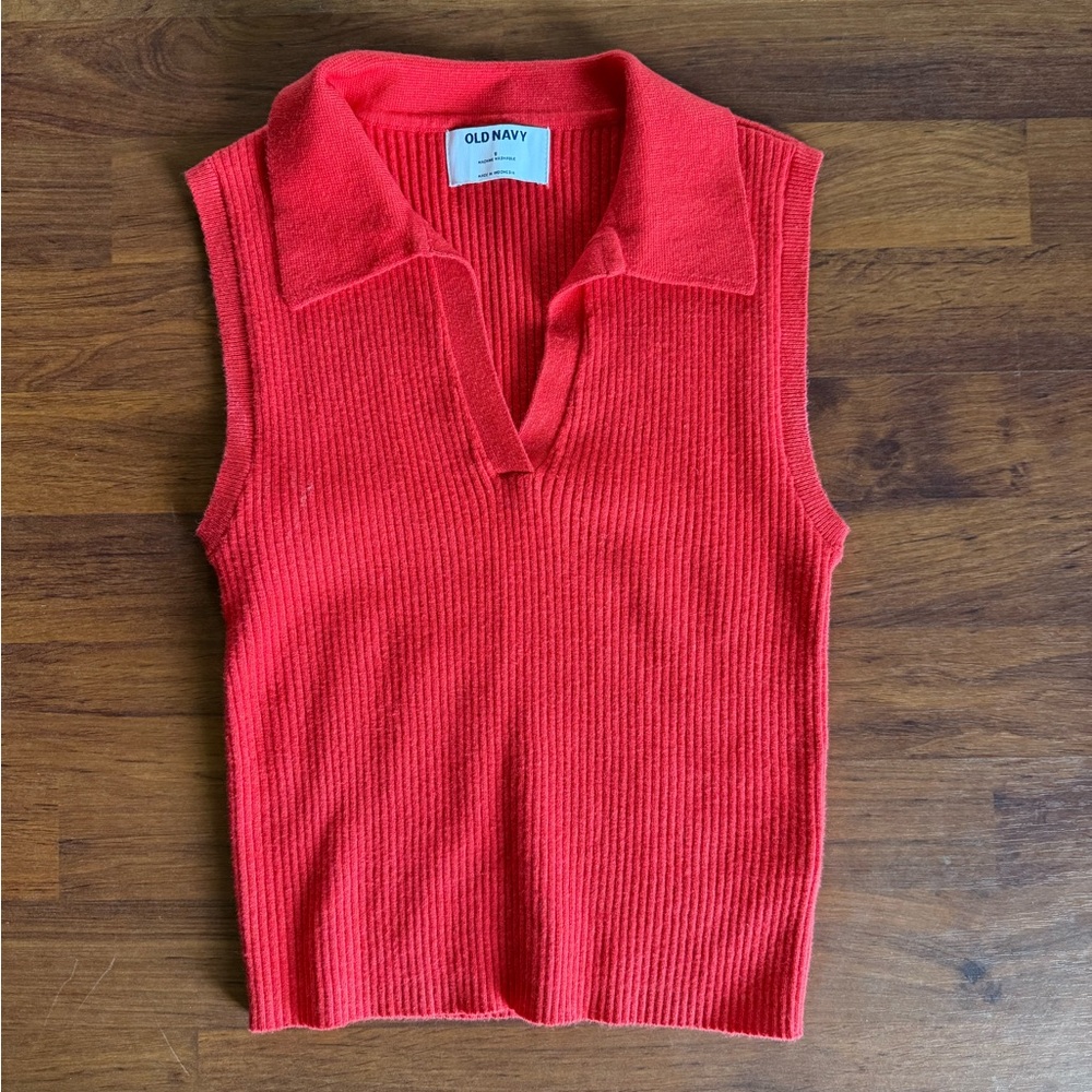 Old‎ Navy Sleeveless Rib-Knit Cropped Polo Sz Small
